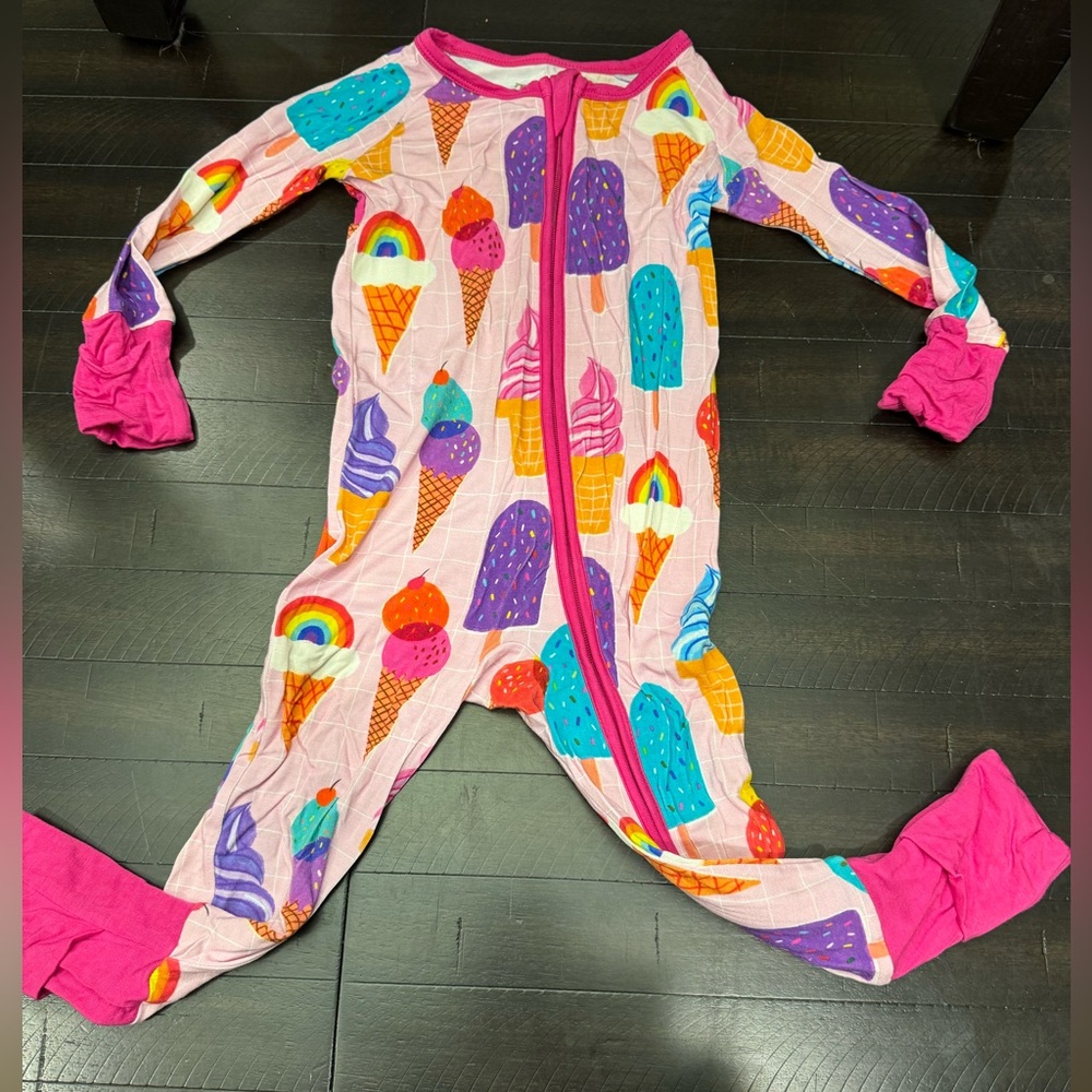Little Sleepies Pink Rainbow Sprinkles Zippie 6-12 months